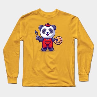 Cute Panda Painting Cartoon Long Sleeve T-Shirt